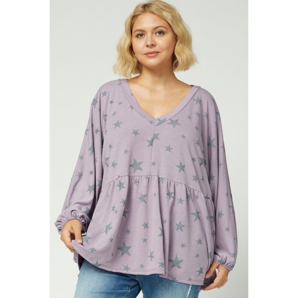Entro Star Peplum Top, Lavender - Picture 2 of 6